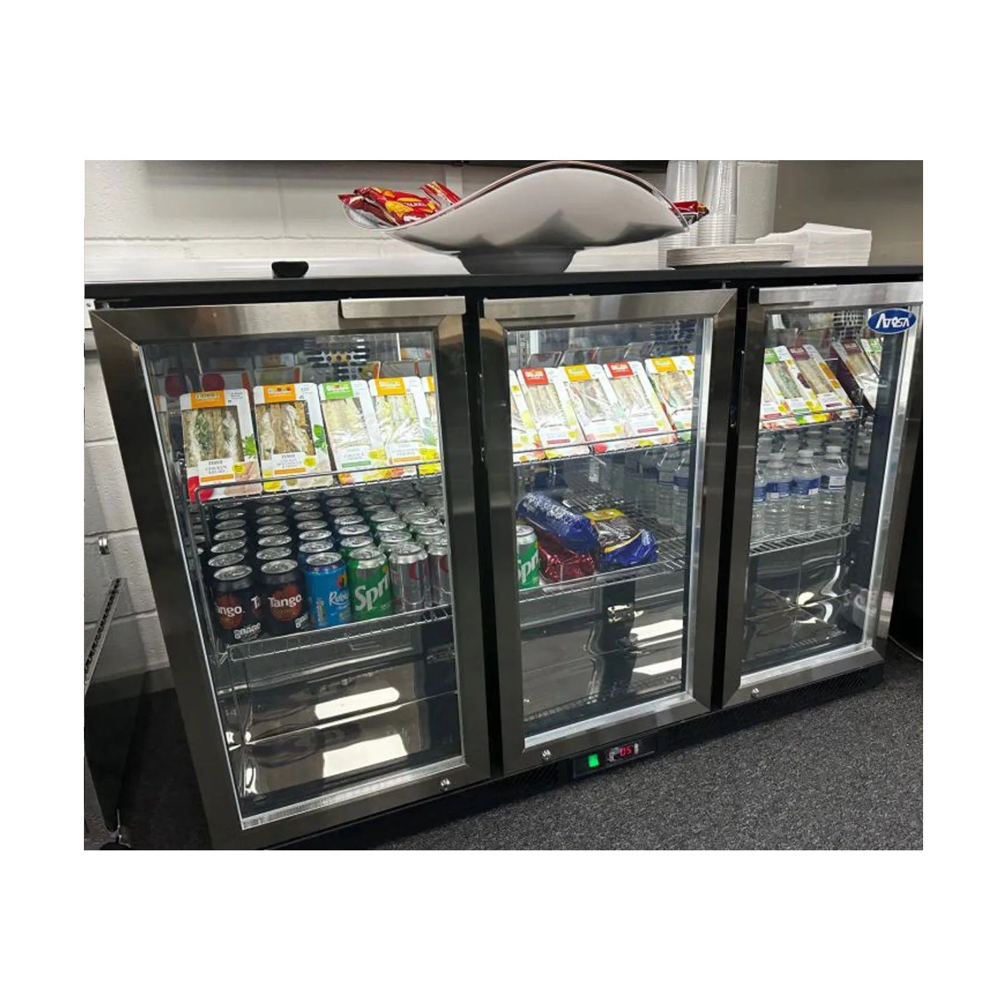 Arrière bar réfrigéré 2 portes battantes inox 220L Atosa-mondialchr.com