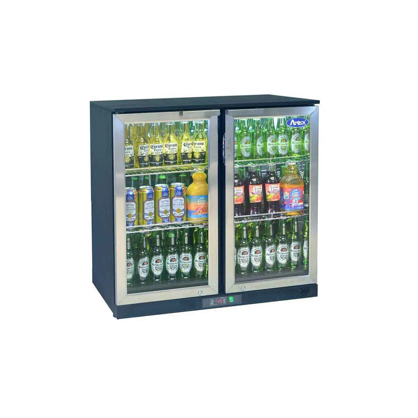 Arrière bar réfrigéré 2 portes battantes inox 220L Atosa-mondialchr.com