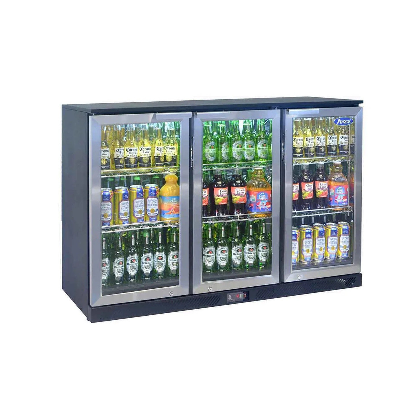 Arrière bar réfrigéré 3 portes battantes inox 320L Atosa-mondialchr.com