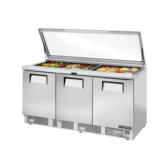 Table de préparation réfrigérée capot en verre 30GN16 True-mondialchr.com
