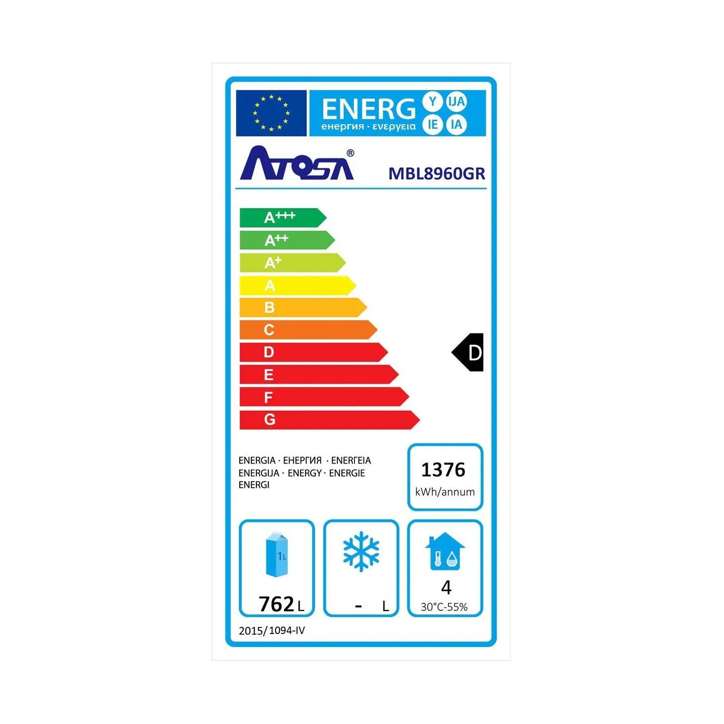 Armoire de stockage réfrigérée GN21 positive 1300L Atosa-mondialchr.com