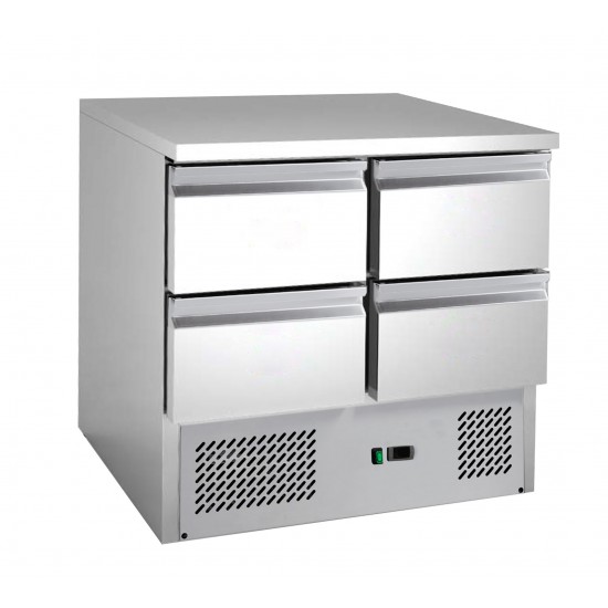 saladette 4 tiroirs dessus inox