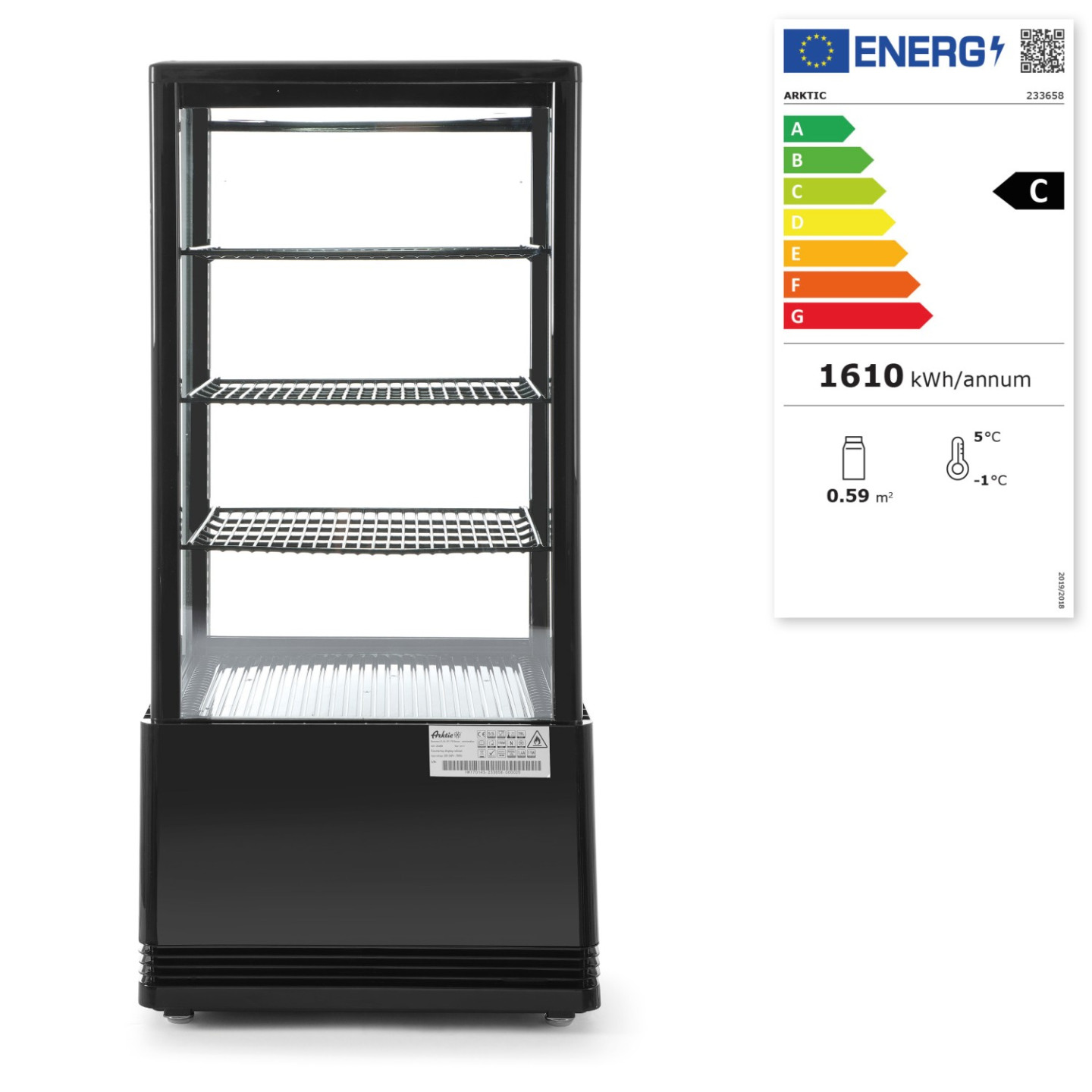 Vitrine de table réfrigérée positive 3 étagères 78L HENDI-mondialchr.com
