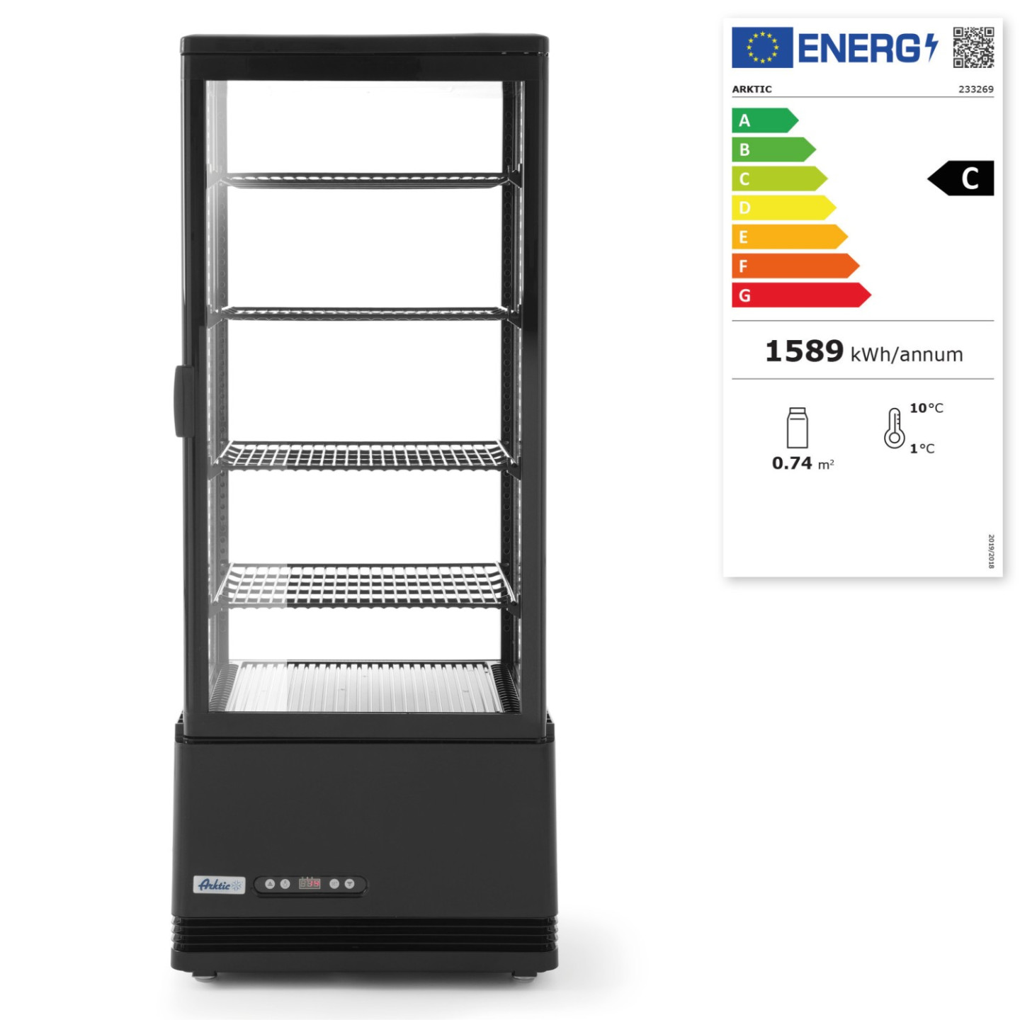 Vitrine de table réfrigérée positive 4 étagères 98L HENDI-mondialchr.com