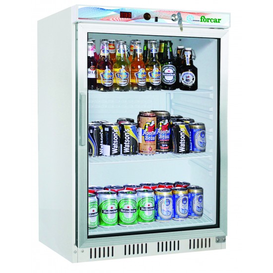 Armoire réfrigérée vitrée positive en laqué blanc intérieur en ABS 200L
