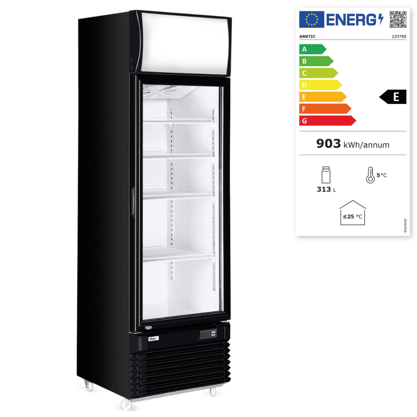Armoire réfrigérée 1porte vitrée 313L ARKTIC HENDI-mondialchr.com