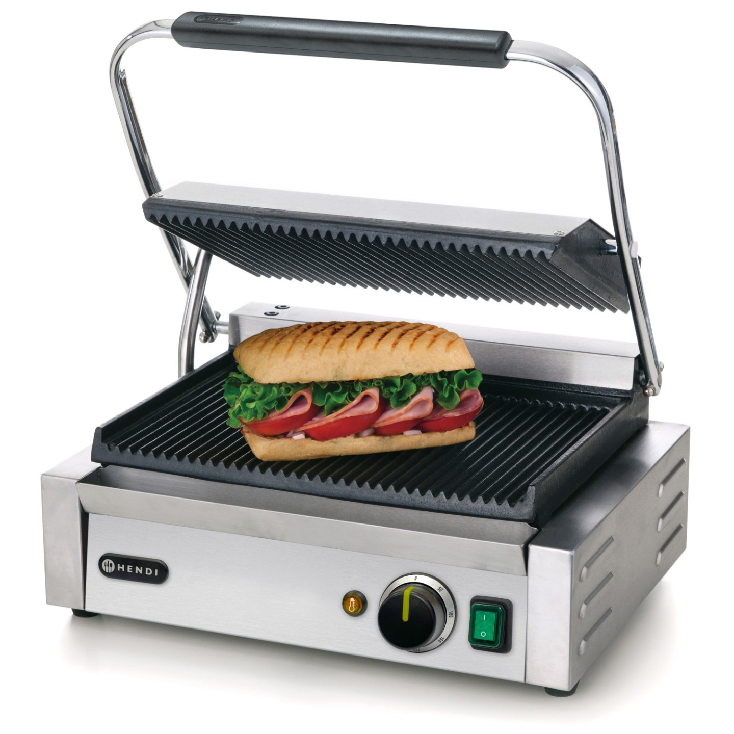 Grill de contact Panini rainuré 340x230mm HENDI-mondialchr.com