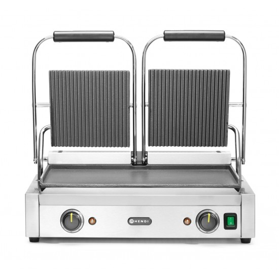Grill de contact double sup rainuré inf lisse inf475x230mm HENDI-mondialchr.com