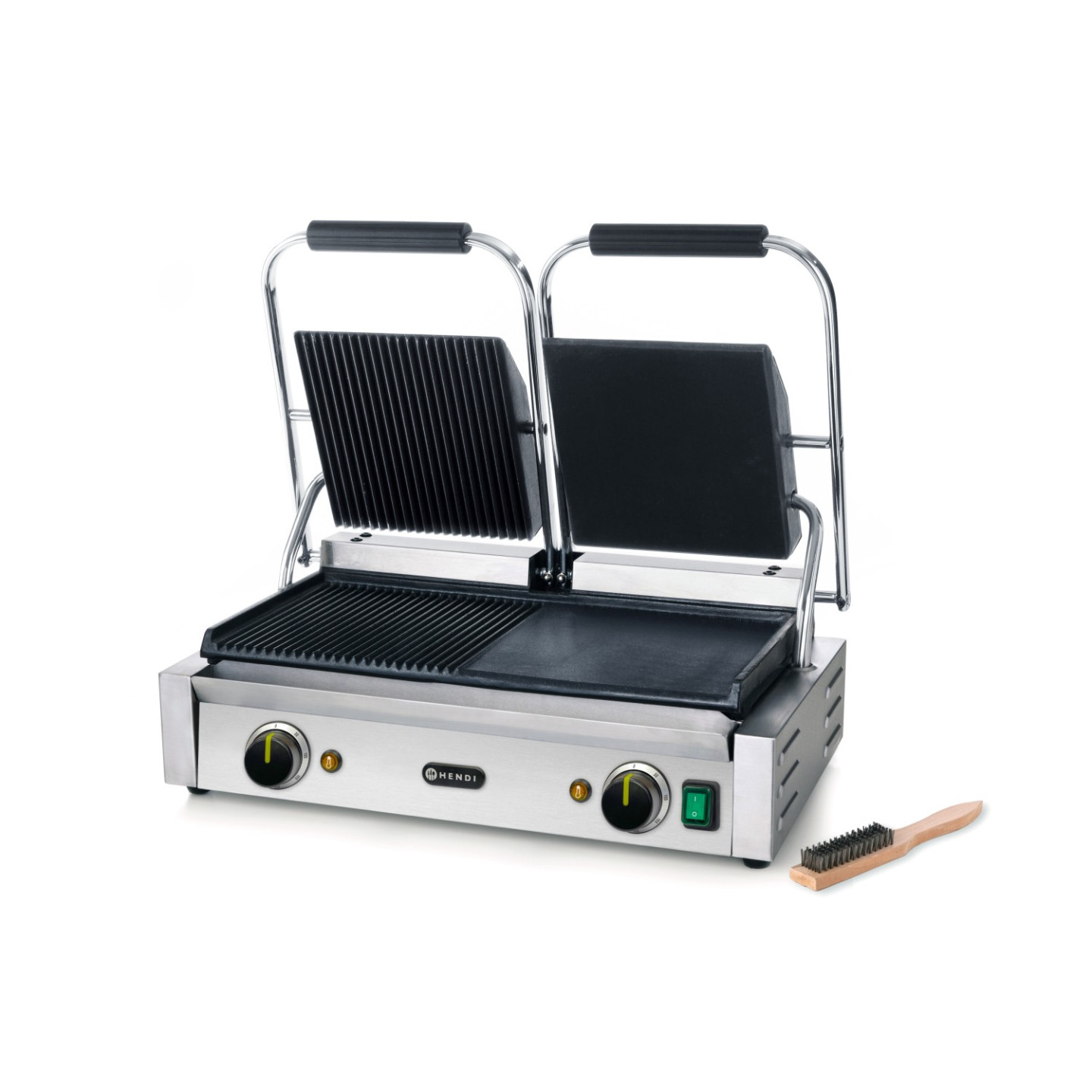 Grill de contact double demi rainuré inf475x230mm HENDI-mondialchr.com