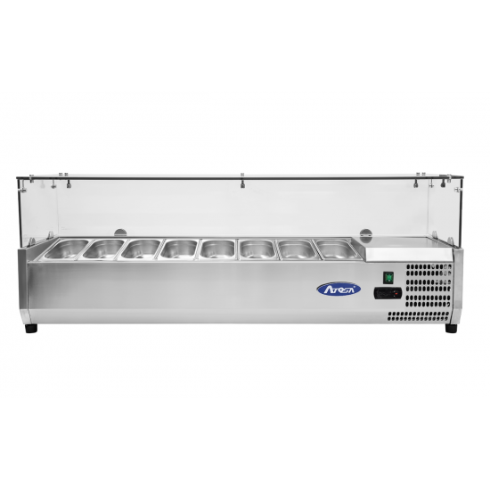 Présentoir à ingrédients inox vitré 8GN14 L1805mm Atosa-mondialchr.com