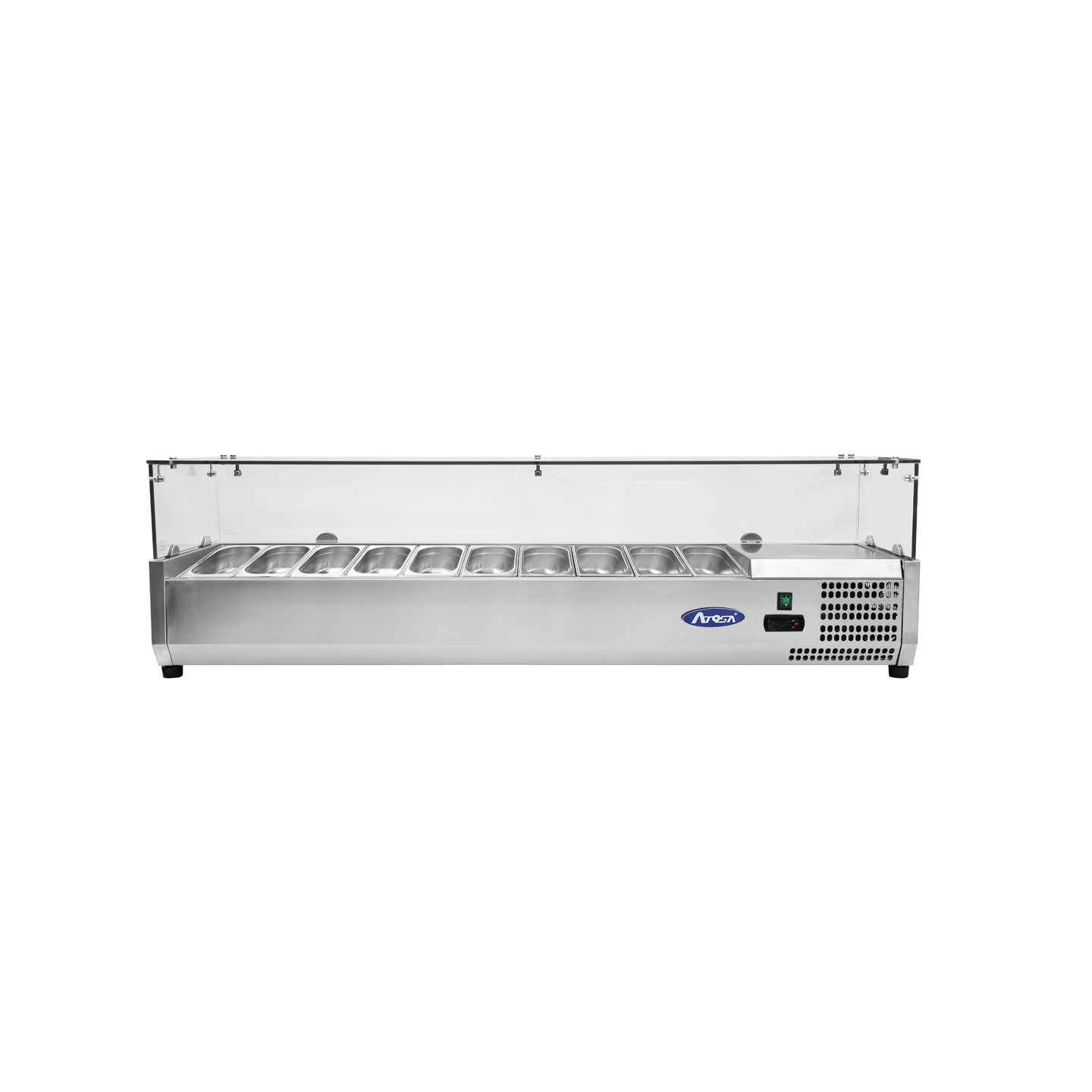 Présentoir à ingrédients inox vitré 10GN14 L2005mm Atosa-mondialchr.com