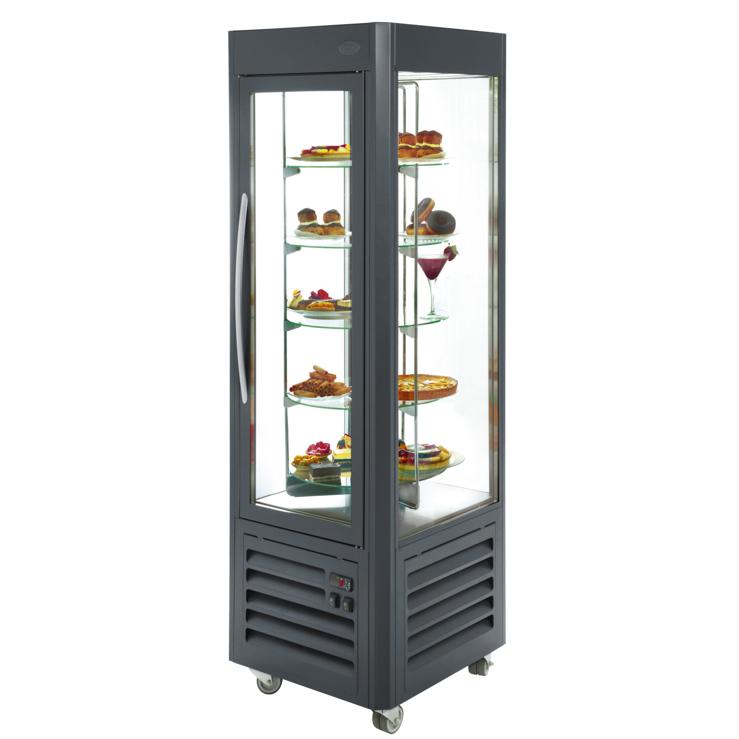 Vitrine réfrigérée 4 faces vitrées- Rotative- 360L froid positif