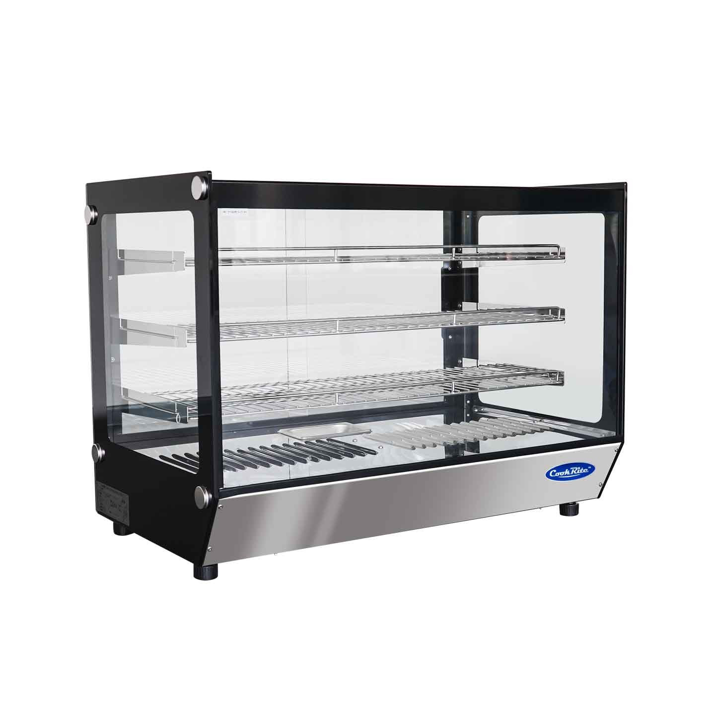 Vitrine chauffante droite de comptoir 200L WHF200L-B Atosa-mondialchr.com