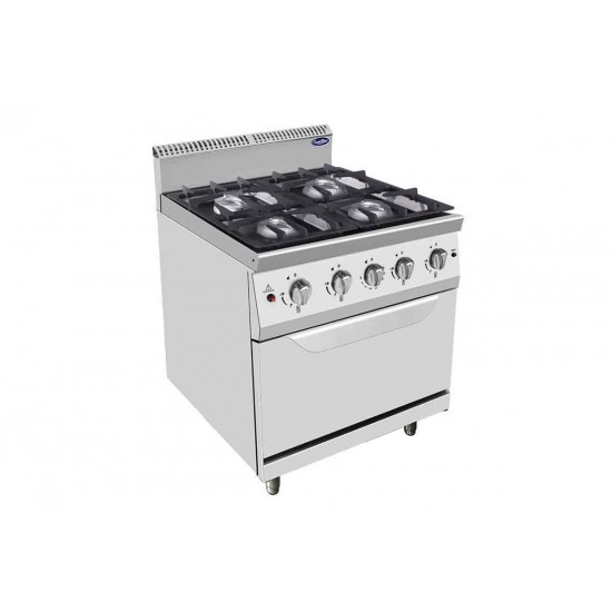 Fourneau gaz Pro P700 4 feux avec four AT7G4BO-2 Atosa -mondialchr.com