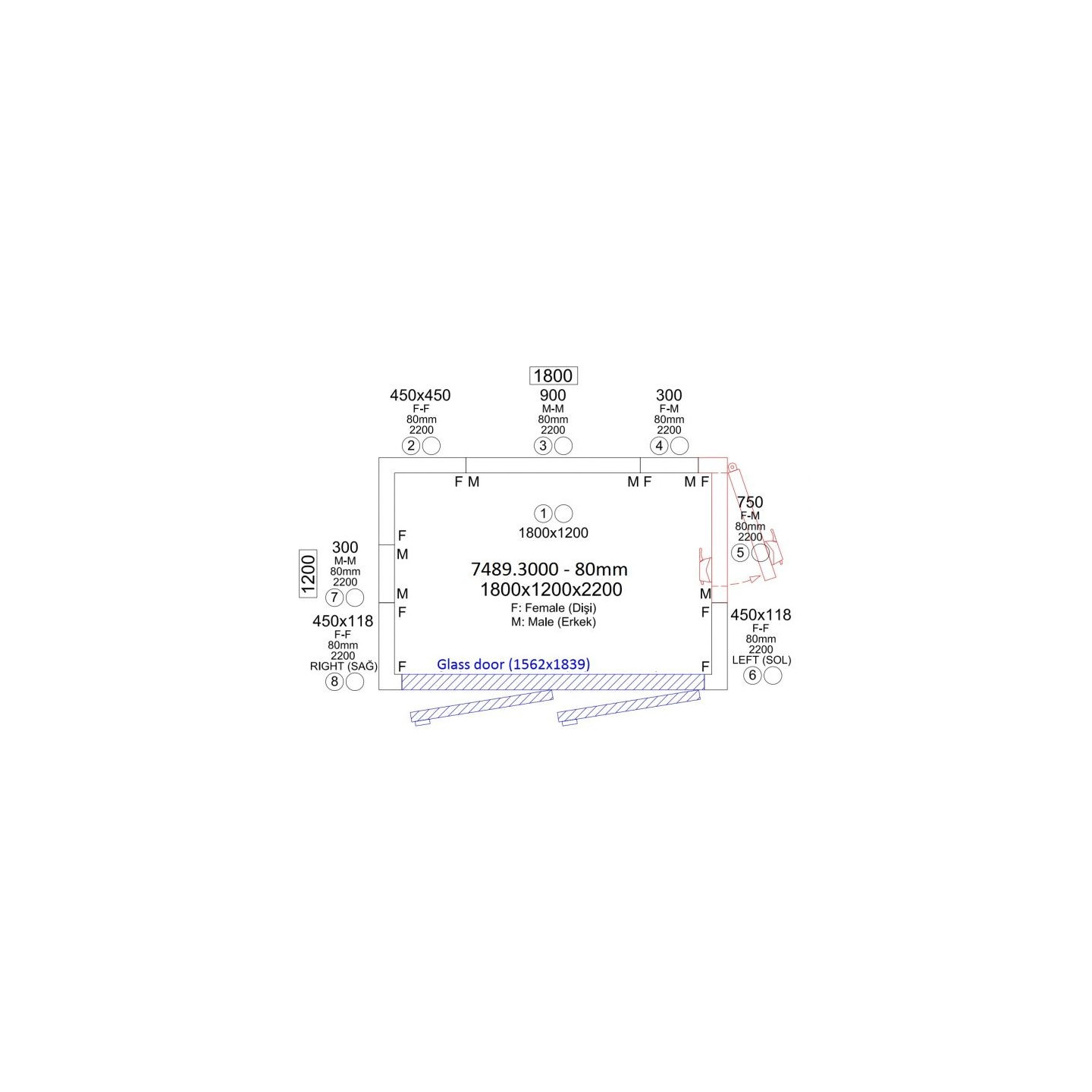 Chambre froide positive H2200mm 2P en verre Combisteel-mondialchr.com