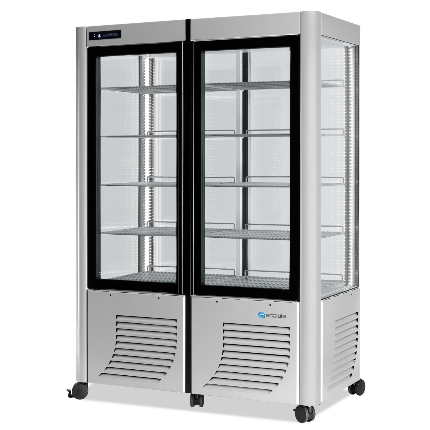 Vitrine réfrigérée 4 faces vitrées Double Fixe/Fixe 800L SCAIOLA