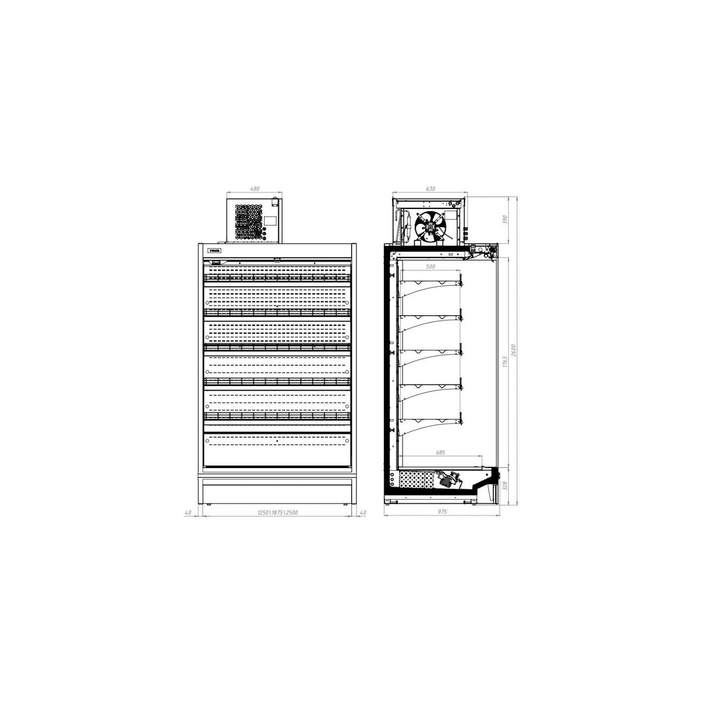 Vitrine réfrigérée murale MAX positive 2P Remote Combisteel-mondialchr.com