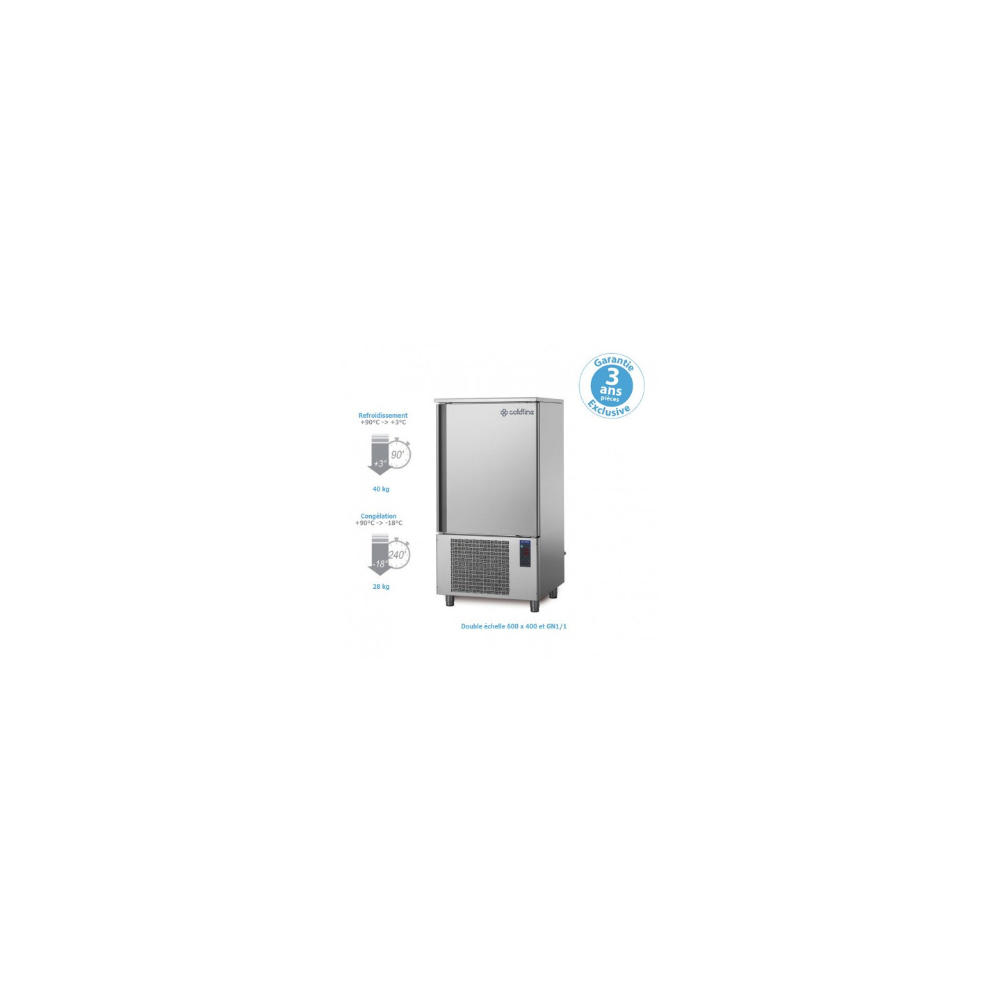 Cellule de refroidissement mixte - Groupe logé - 40/28 KG - 10 double niveaux 600 x 400 et GN1/1 - W10TEN-Coldline