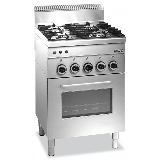 Fourneau 4 feux vifs sur 1 four gaz avec grill électrique MBM
