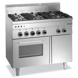 Fourneau 6 feux vifs sur 1 four gaz avec grill électrique MBM