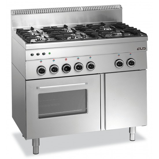 Fourneau 6 feux vifs sur 1 four gaz avec grill électrique MBM