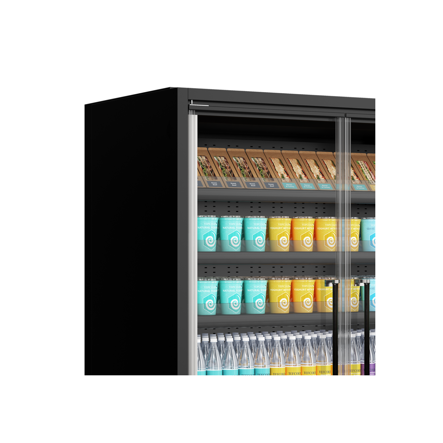 Vitrine réfrigérée pour supermarché à froid positif 1018mm Profondeur 740mm Galaxy GP10FGD Black TEFCOLD-mondialchr.com