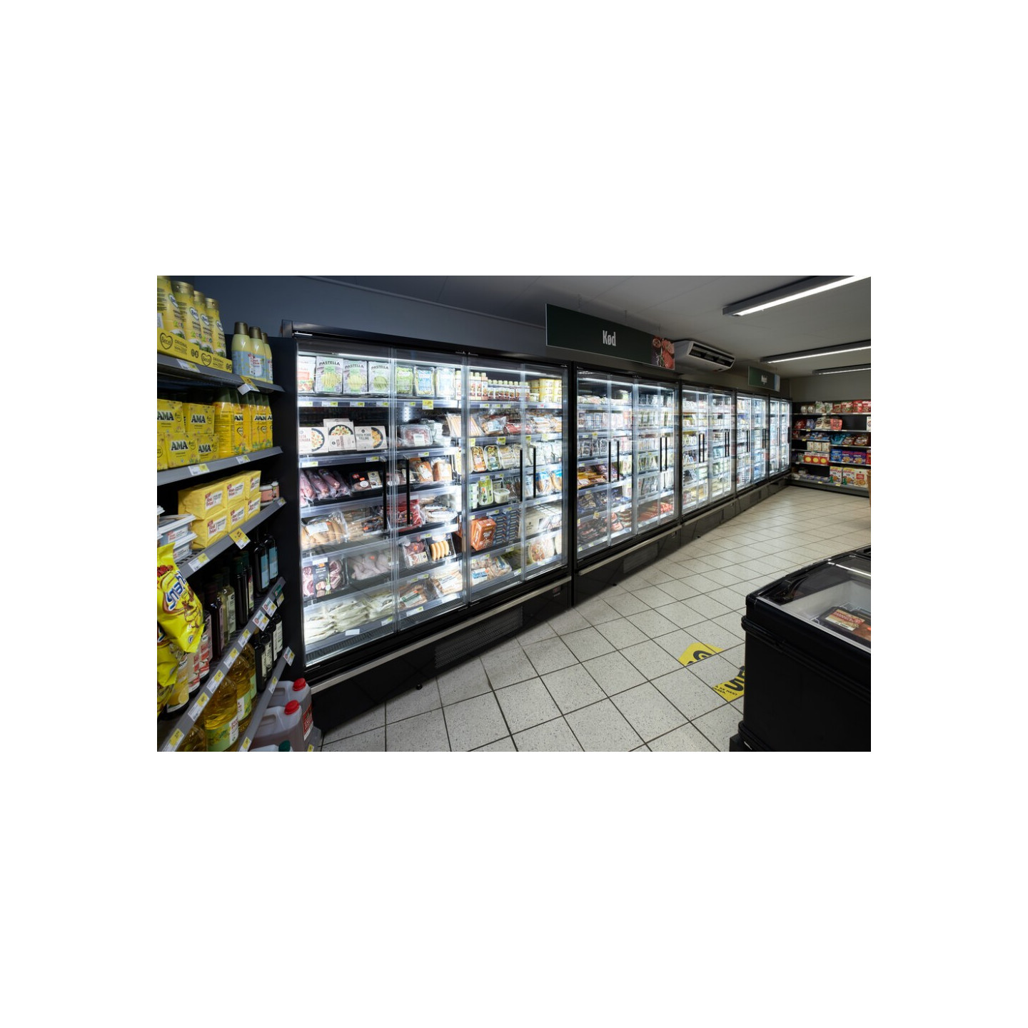 Vitrine réfrigérée pour supermarché à froid positif 1018mm Profondeur 740mm Galaxy GP10FGD Black TEFCOLD-mondialchr.com