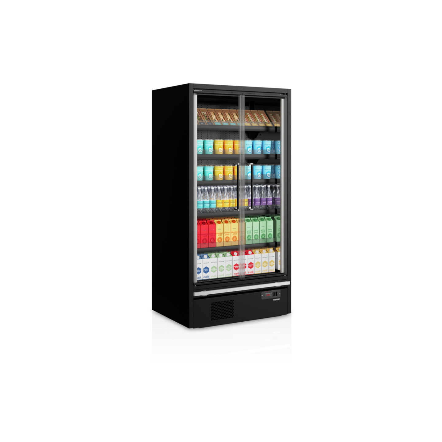 Vitrine réfrigérée pour supermarché à froid positif 1018mm Profondeur 740mm Galaxy GP10FGD Black TEFCOLD-mondialchr.com