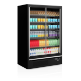 Vitrine réfrigérée pour supermarché à froid positif 1330mm Profondeur 740mm Galaxy GP14FGD Black TEFCOLD-mondialchr.com