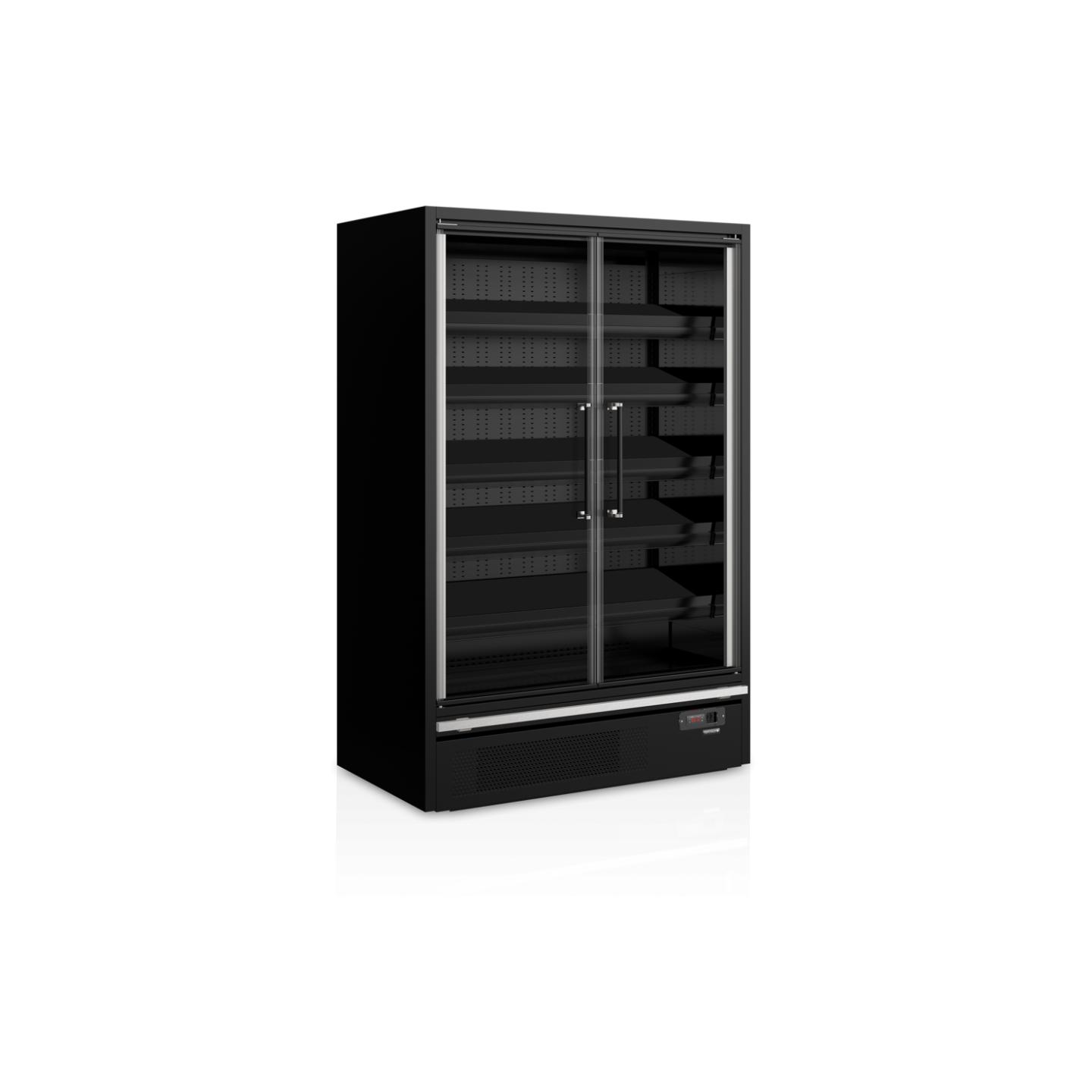 Vitrine réfrigérée pour supermarché à froid positif 1330mm Profondeur 740mm Galaxy GP14FGD Black TEFCOLD-mondialchr.com