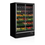 Vitrine réfrigérée pour supermarché à froid positif 1330mm Profondeur 740mm Galaxy GP14FGD Black TEFCOLD-mondialchr.com