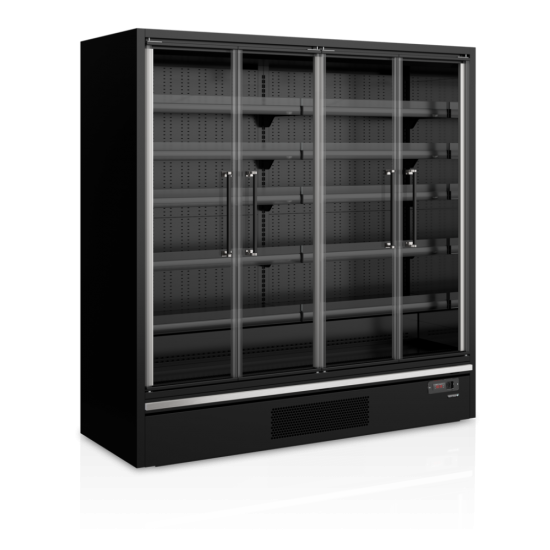 Vitrine réfrigérée pour supermarché à froid positif 1955mm Profondeur 740mm Galaxy GP20FGD Black TEFCOLD-mondialchr.com