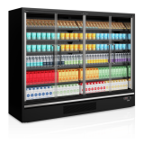 Vitrine réfrigérée pour supermarché à froid positif 2580mm Profondeur 740mm Galaxy GP26FGD Black-mondialchr.com