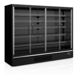 Vitrine réfrigérée pour supermarché à froid positif 2580mm Profondeur 740mm Galaxy GP26FGD Black-mondialchr.com