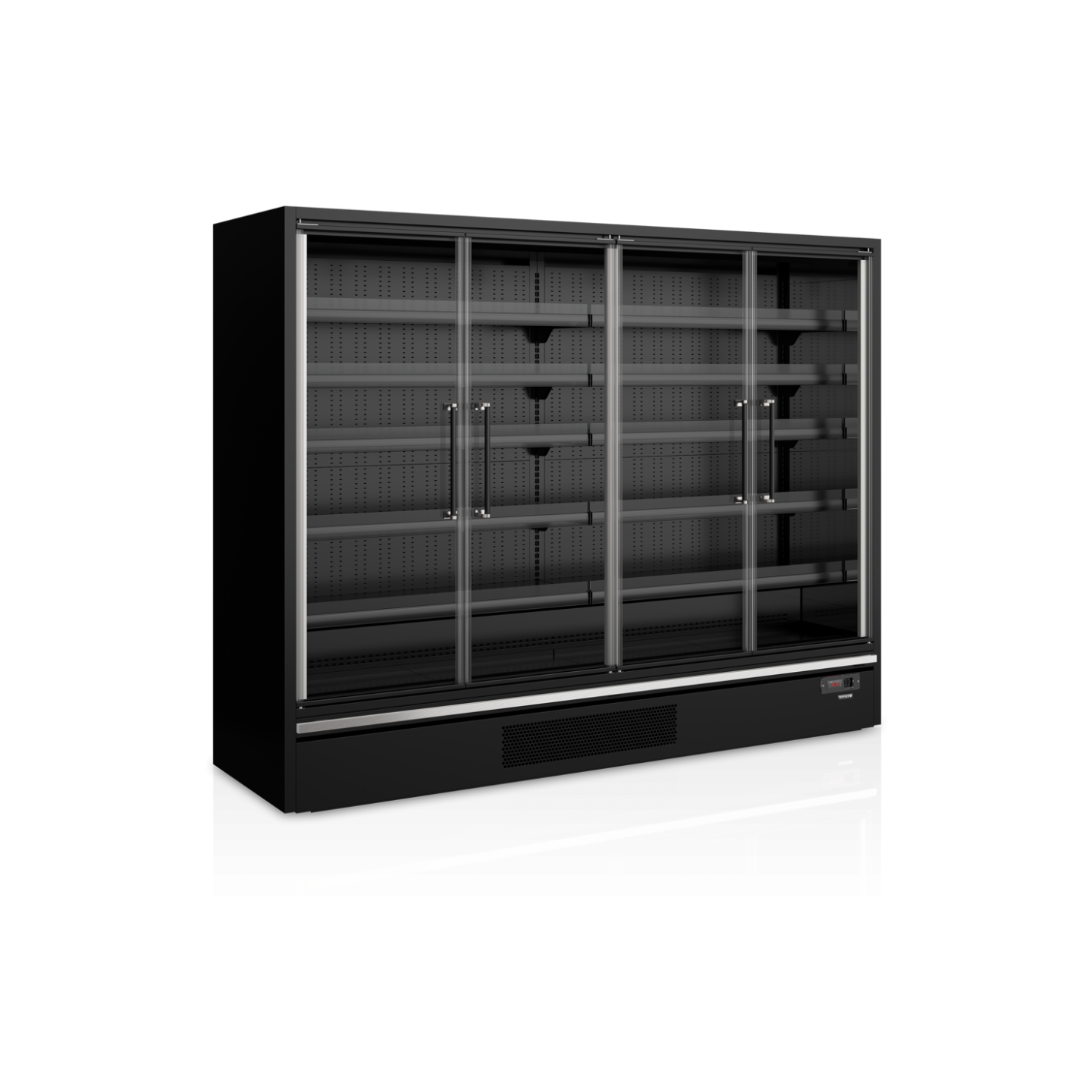 Vitrine réfrigérée pour supermarché à froid positif 2580mm Profondeur 740mm Galaxy GP26FGD Black-mondialchr.com
