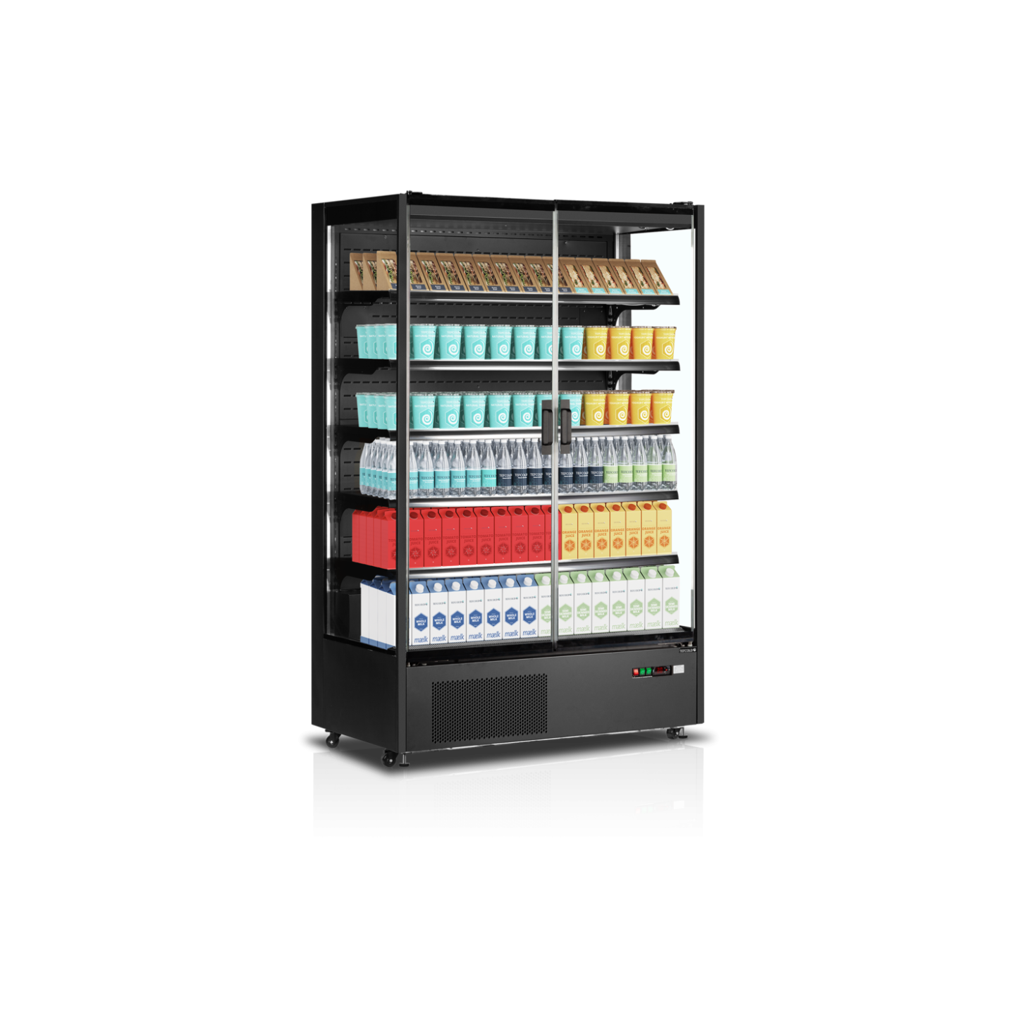 Vitrine réfrigérée pour supermarché à froid positif 1310mm Profondeur 740mm PC1250B TEFCOLD-mondialchr.com