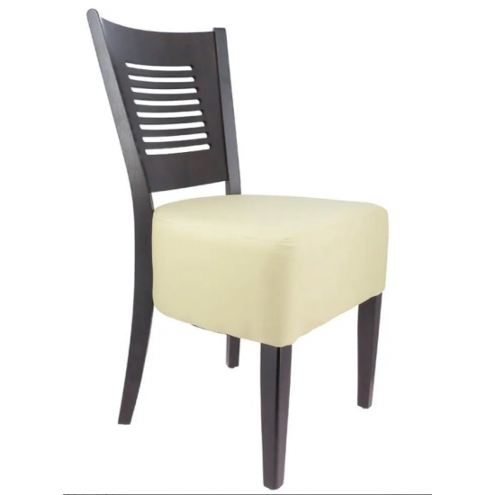 Chaise d'intérieur Amilly en bois assise tapissée en simili cuir beige -par 2 Valero-mondialchr.com