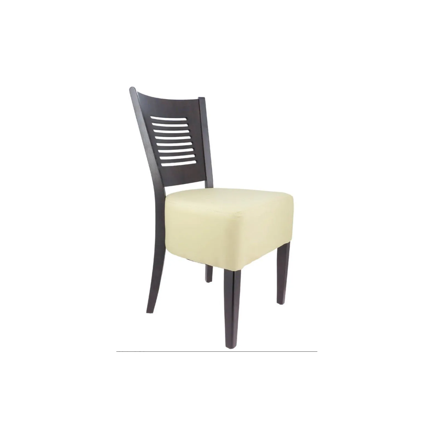 Chaise d'intérieur Amilly en bois assise tapissée en simili cuir beige -par 2 Valero-mondialchr.com