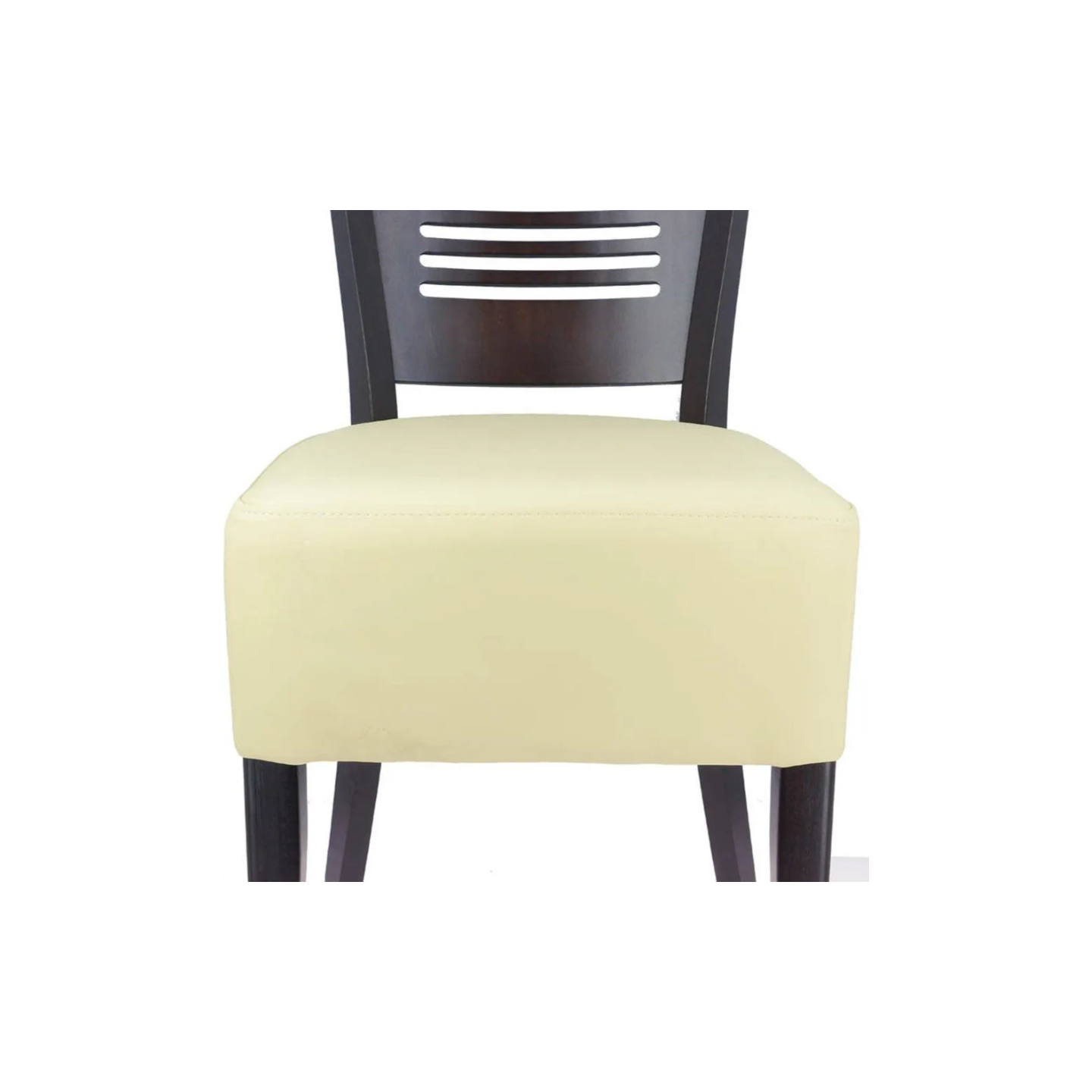 Chaise d'intérieur Amilly en bois assise tapissée en simili cuir beige -par 2 Valero-mondialchr.com
