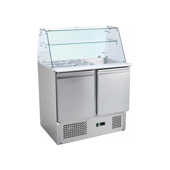 Saladette refrigeree pare-haleine verre droitT 2 portes S900SQ L2G-mondialchr.com