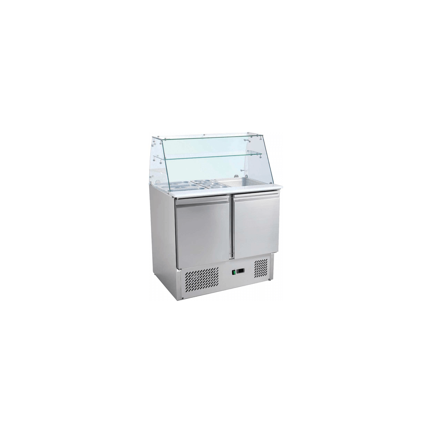 Saladette refrigeree pare-haleine verre droitT 2 portes S900SQ L2G-mondialchr.com