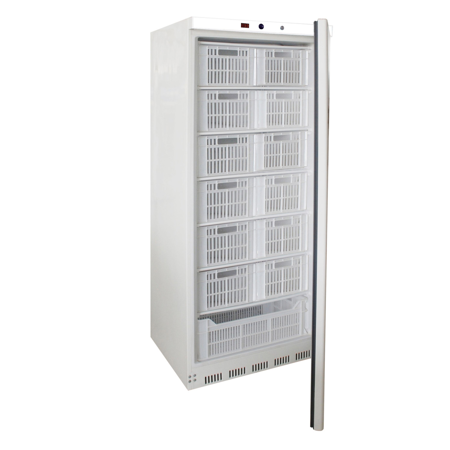 Armoire refrigeree blanche Epoxy porte pleine 7 clayettes  13 paniers GAZ R600A AW-RN600 L2G -mondialchr.com