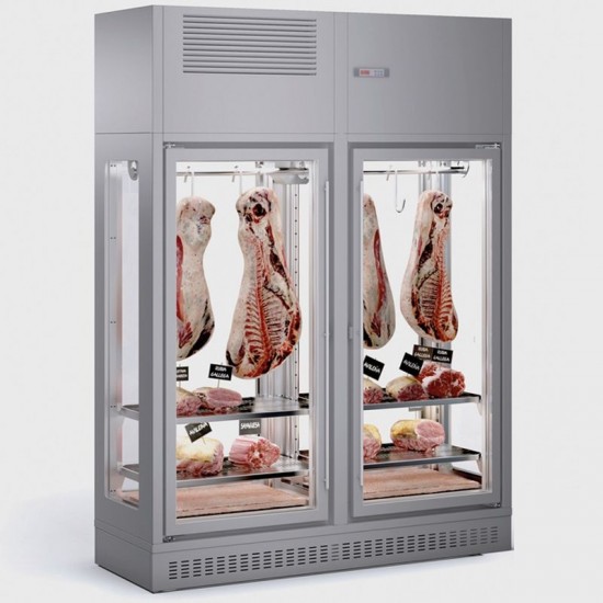 Cave de maturation de viande exterieur alu 2 portes et cotes vitres DMAT21 L2G-mondialchr.com