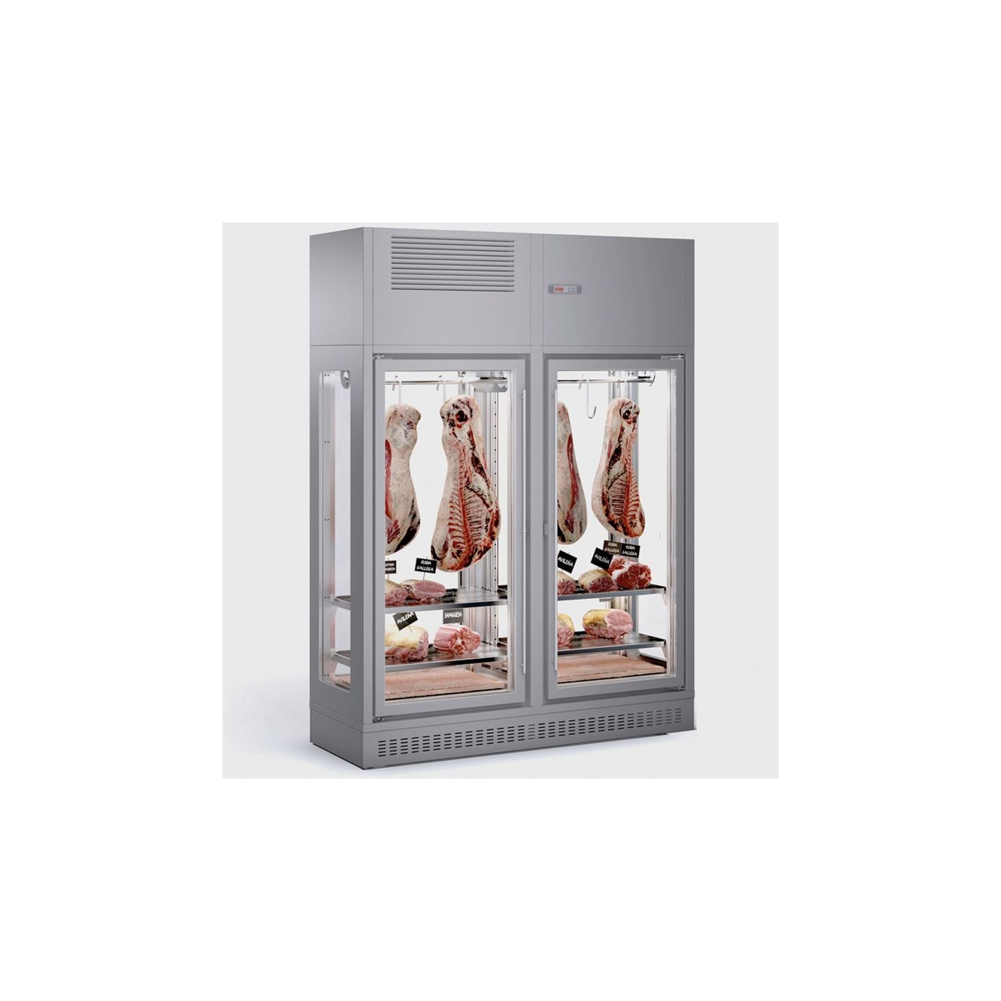 Cave de maturation de viande exterieur alu 2 portes et cotes vitres DMAT21 L2G-mondialchr.com