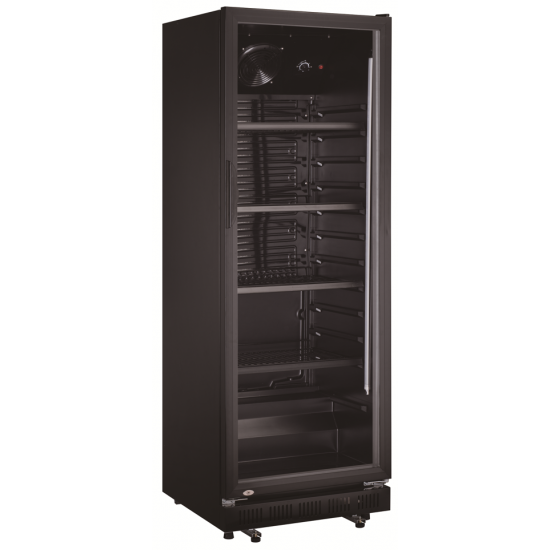 Vitrine a boisson refrigeration assistee noire 360L 1 porte vitrée RJ-360 L2G-mondialchr.com