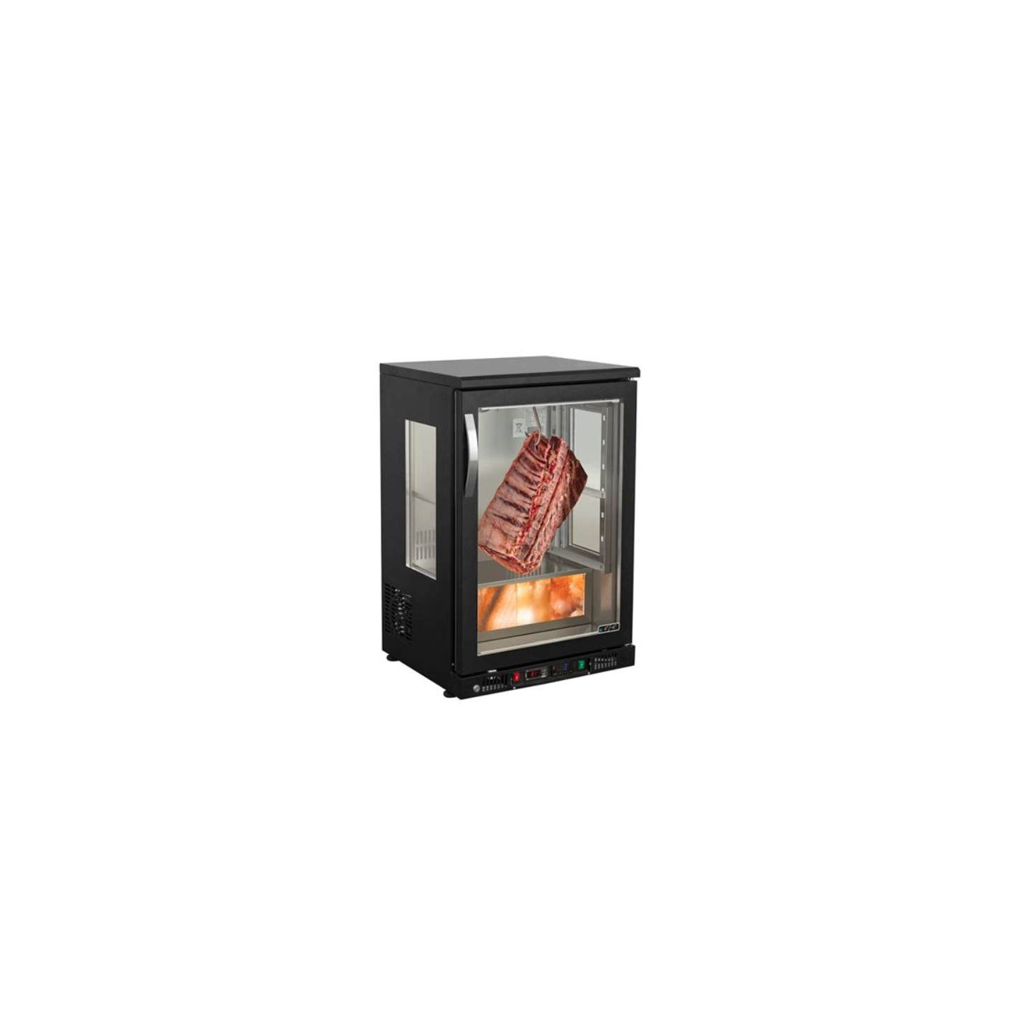 Cave de maturation de viande exterieur noir  1 porte et cotes vitres SMAT31 L2G-mondialchr.com