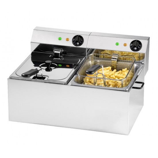 Friteuse de table sans robinet de vidange 2 cuve 8 L 172-20601 L2G-mondialchr.com