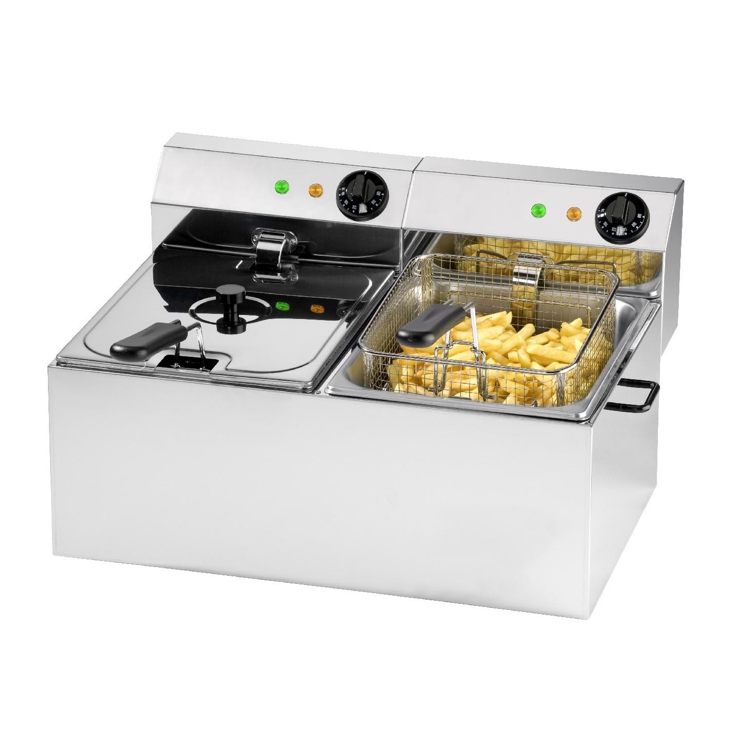 Friteuse de table sans robinet de vidange 2 cuve 8 L 172-20601 L2G-mondialchr.com