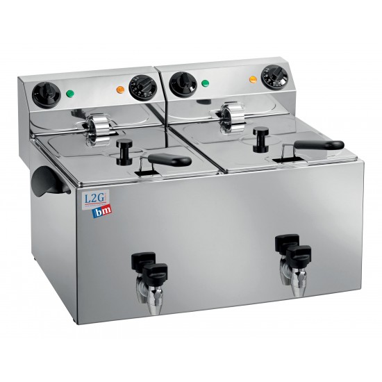 Friteuse avec robinet de vidange 2 cuve 8 L FE88R L2G-mondialchr.com