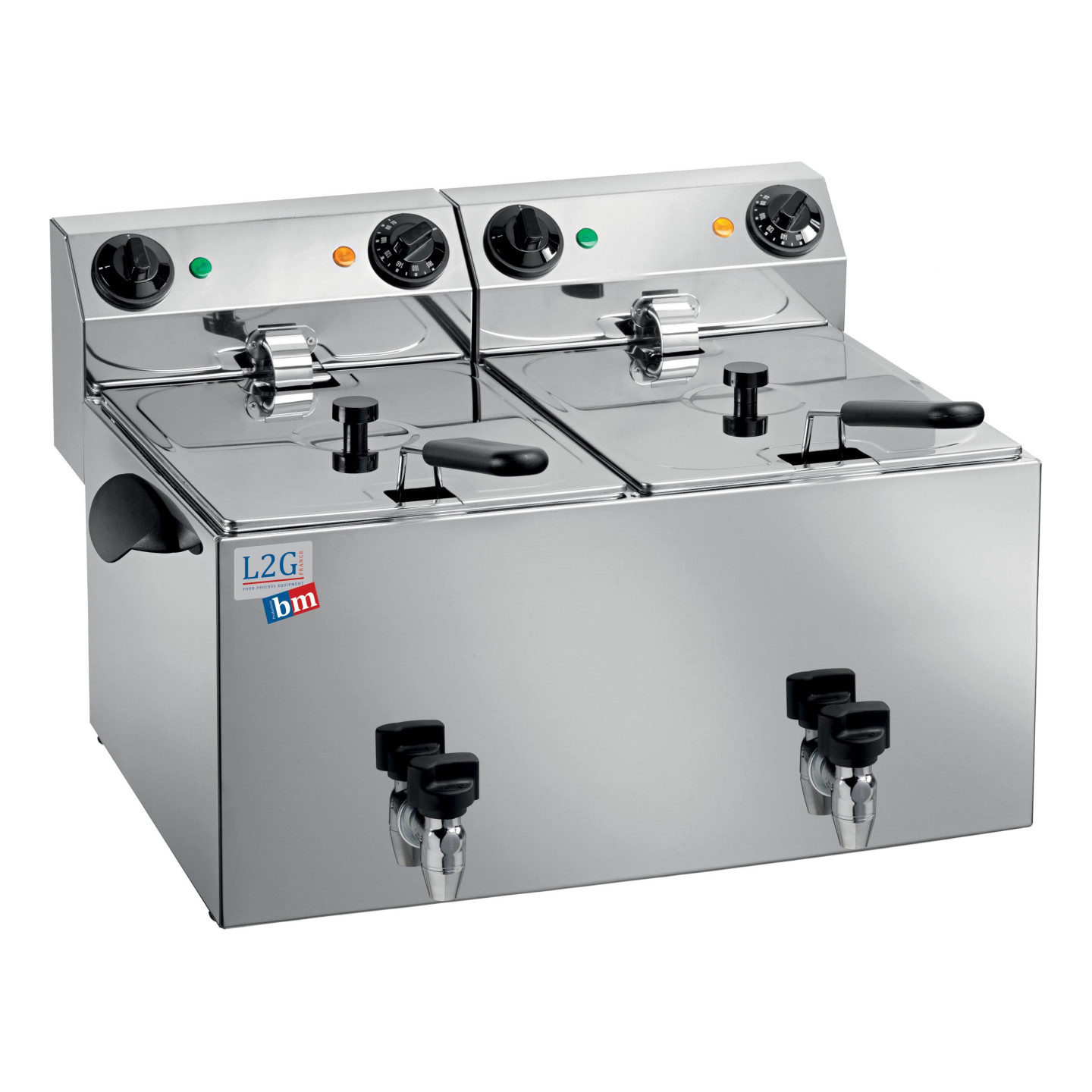 Friteuse avec robinet de vidange 2 cuve 8 L FE88R L2G-mondialchr.com